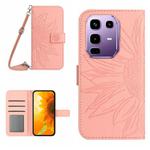 For Infinix Note 50s 5G Skin Feel Sun Flower Embossed Flip Leather Phone Case with Lanyard(Pink)
