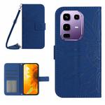 For Infinix Note 50s 5G Skin Feel Sun Flower Embossed Flip Leather Phone Case with Lanyard(Dark Blue)