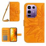 For Infinix Note 50s 5G Skin Feel Sun Flower Embossed Flip Leather Phone Case with Lanyard(Yellow)