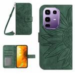 For Infinix Note 50 Pro+ 5G Skin Feel Sun Flower Embossed Flip Leather Phone Case with Lanyard(Green)