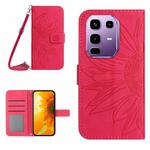 For Infinix Note 50 Pro+ 5G Skin Feel Sun Flower Embossed Flip Leather Phone Case with Lanyard(Rose Red)