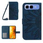 For Infinix Smart 10 Plus 4G Skin Feel Sun Flower Embossed Flip Leather Phone Case with Lanyard(Inky Blue)