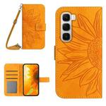 For Infinix Hot 60 4G / 60i 4G Skin Feel Sun Flower Embossed Flip Leather Phone Case with Lanyard(Yellow)