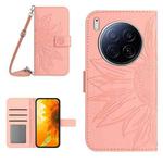 For Tecno Camon 40 Premier Skin Feel Sun Flower Embossed Flip Leather Phone Case with Lanyard(Pink)