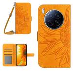 For Tecno Camon 40 Premier Skin Feel Sun Flower Embossed Flip Leather Phone Case with Lanyard(Yellow)