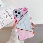 For iPhone 12 / 12 Pro Plating Splicing Pattern Soft TPU Protective Case(Rose)
