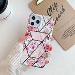 For iPhone 12 Pro Max Plating Splicing Pattern Soft TPU Protective Case(Retro Flower)