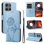 For Motorola Moto G15 Dandelion Embossed Pattern Flip Leather Phone Case(Sky Blue)