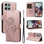 For Motorola Moto G56 5G Dandelion Embossed Pattern Flip Leather Phone Case(Rose Gold)