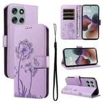For Motorola Moto G56 5G Dandelion Embossed Pattern Flip Leather Phone Case(Purple)