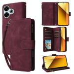 For Redmi 13 4G / 5G Multifunctional Multi-Card Wallet Phone Leather Case(Wine Red)