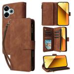 For Redmi 13 4G / 5G Multifunctional Multi-Card Wallet Phone Leather Case(Brown)