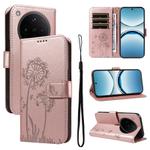 For OPPO Find X8 5G Global Dandelion Embossed Pattern Flip Leather Phone Case(Rose Gold)