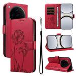 For OPPO Find X8 Pro 5G Global Dandelion Embossed Pattern Flip Leather Phone Case(Red)