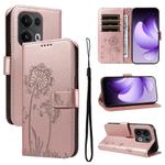 For OPPO Reno13 Pro Global Dandelion Embossed Pattern Flip Leather Phone Case(Rose Gold)