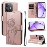 For OPPO A5X 5G Global Dandelion Embossed Pattern Flip Leather Phone Case(Rose Gold)