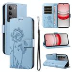 For Realme 14x 5G Global Dandelion Embossed Pattern Flip Leather Phone Case(Sky Blue)