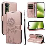 For vivo Y400 5G Dandelion Embossed Pattern Flip Leather Phone Case(Rose Gold)