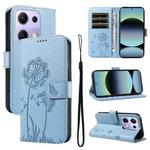 For Redmi Note 13 Pro 4G / 14S 4G Dandelion Embossed Pattern Flip Leather Phone Case(Sky Blue)