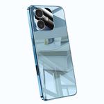 For iPhone 16 Plus Electroplating Ice Crystal Airbag Full Coverage Shockproof Phone Case(Blue)