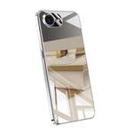 For iPhone 16e Electroplating Ice Crystal Airbag Full Coverage Shockproof Phone Case(Silver)