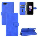 For OnePlus 5 Solid Color Skin Feel Magnetic Buckle Horizontal Flip Calf Texture PU Leather Case with Holder & Card Slots & Wallet(Blue)