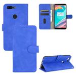 For OnePlus 5T Solid Color Skin Feel Magnetic Buckle Horizontal Flip Calf Texture PU Leather Case with Holder & Card Slots & Wallet(Blue)