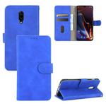 For OnePlus 6T Solid Color Skin Feel Magnetic Buckle Horizontal Flip Calf Texture PU Leather Case with Holder & Card Slots & Wallet(Blue)