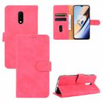 For OnePlus 7 Solid Color Skin Feel Magnetic Buckle Horizontal Flip Calf Texture PU Leather Case with Holder & Card Slots & Wallet(Rose Red)
