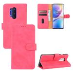 For OnePlus 8 Pro Solid Color Skin Feel Magnetic Buckle Horizontal Flip Calf Texture PU Leather Case with Holder & Card Slots & Wallet(Rose Red)