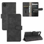 For BlackBerry Keyone Solid Color Skin Feel Magnetic Buckle Horizontal Flip Calf Texture PU Leather Case with Holder & Card Slots & Wallet(Black)