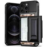 For iPhone 12 Pro Max Card Slot PC Hybrid TPU Combo Phone Case(Gold)