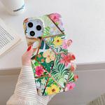 For iPhone 12 / 12 Pro Plating Splicing Pattern Soft TPU Protective Case(Colorful Flower)