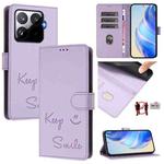 For Xiaomi 15T Pro 5G Smile Embossing RFID Leather Phone Case(Light Purple)
