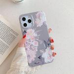 For iPhone 12 / 12 Pro Laser Pattern Soft TPU Protective Case(Gray Background Pink Flower)