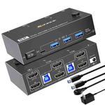 KC-KVM8202 8K 60Hz USB3.0 / HDMI 2-Port Dual Monitor KVM Switch, EU Plug