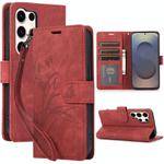 For Samsung Galaxy S25 Ultra 5G Orchid Butterfly Embossed Leather Phone Case(Red)