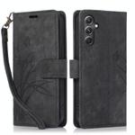 For Samsung Galaxy S24 FE 5G Orchid Butterfly Embossed Leather Phone Case(Black)