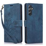For Samsung Galaxy S24 FE 5G Orchid Butterfly Embossed Leather Phone Case(Blue)