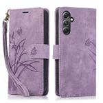 For Samsung Galaxy S24 FE 5G Orchid Butterfly Embossed Leather Phone Case(Purple)
