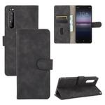 For Sony Xperia 1 II Solid Color Skin Feel Magnetic Buckle Horizontal Flip Calf Texture PU Leather Case with Holder & Card Slots & Wallet(Black)