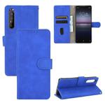 For Sony Xperia 1 II Solid Color Skin Feel Magnetic Buckle Horizontal Flip Calf Texture PU Leather Case with Holder & Card Slots & Wallet(Blue)