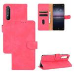 For Sony Xperia 1 II Solid Color Skin Feel Magnetic Buckle Horizontal Flip Calf Texture PU Leather Case with Holder & Card Slots & Wallet(Rose Red)