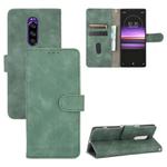 For Sony Xperia 1 Solid Color Skin Feel Magnetic Buckle Horizontal Flip Calf Texture PU Leather Case with Holder & Card Slots & Wallet(Green)