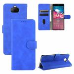 For Sony Xperia 8 Solid Color Skin Feel Magnetic Buckle Horizontal Flip Calf Texture PU Leather Case with Holder & Card Slots & Wallet(Blue)