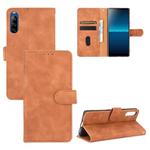 For Sony Xperia L4 Solid Color Skin Feel Magnetic Buckle Horizontal Flip Calf Texture PU Leather Case with Holder & Card Slots & Wallet(Brown)