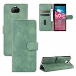 For Sony Xperia 8 Lite Solid Color Skin Feel Magnetic Buckle Horizontal Flip Calf Texture PU Leather Case with Holder & Card Slots & Wallet(Green)
