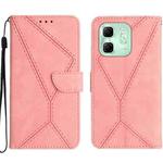 For Infinix Hot 50i 4G Stitching Embossed Leather Phone Case(Pink)