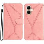 For Infinix Smart 10 4G / Tecno Pop 10 Stitching Embossed Leather Phone Case(Pink)
