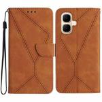 For Infinix Smart 10 4G / Tecno Pop 10 Stitching Embossed Leather Phone Case(Brown)